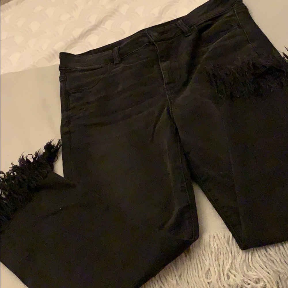 AE Fringe Bottom Skinny Jeans